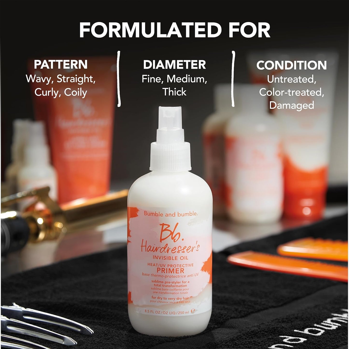 Bumble and bumble. Hairdresser's Invisible Oil Heat/UV Protection Leave-In Conditioner Hair Primer | Hydrating, Anti Frizz, Color Safe | Straight, Coily | With Argan Oil + Coconut Oil