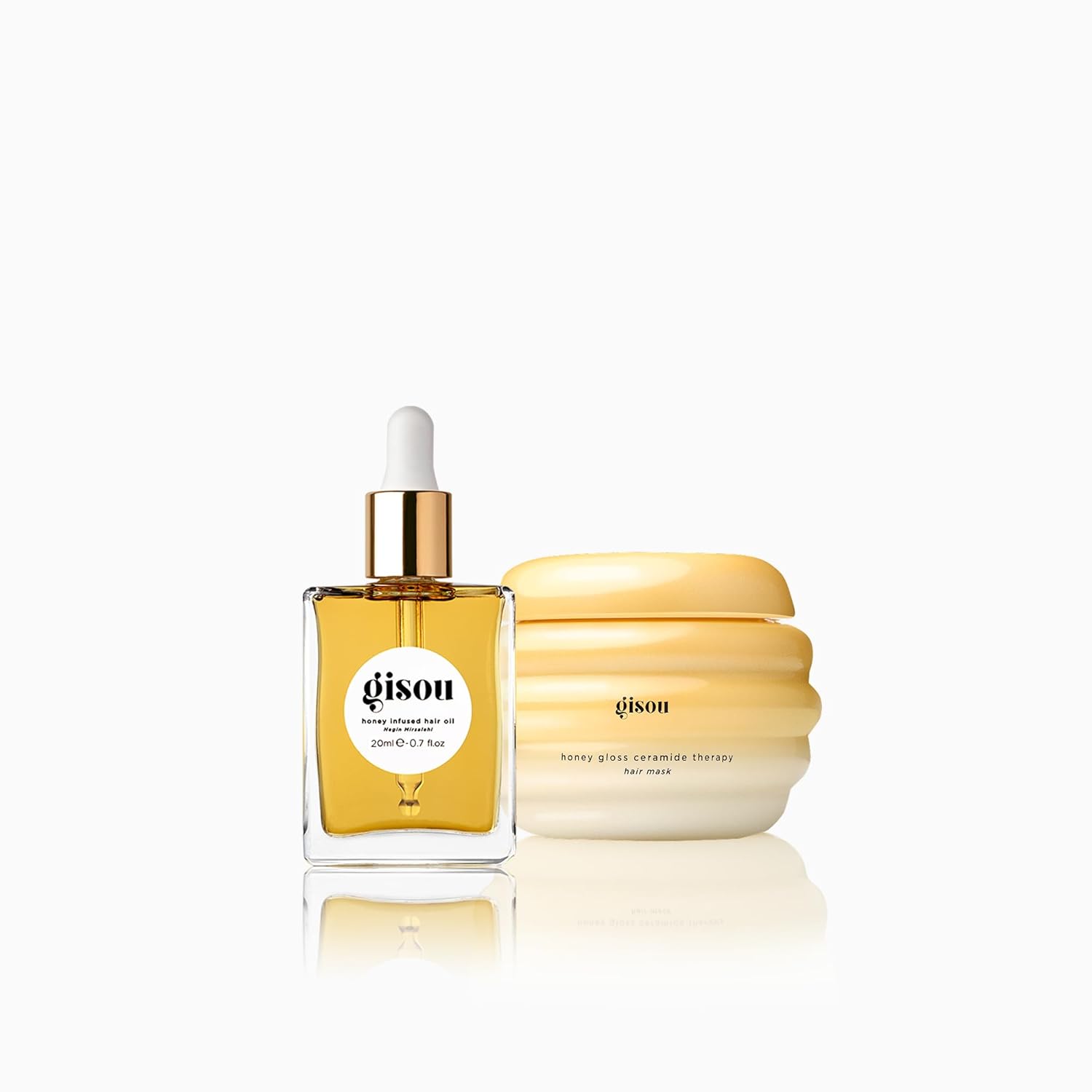 Gisou Deep Treatment Duo Mini – Honey Infused Hair Oil & Honey Gloss Ceramide Therapy Hair Mask – Travel Size Hydration, Strength, Shine & Frizz Control