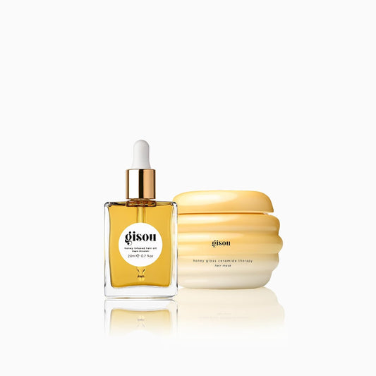 Gisou Deep Treatment Duo Mini – Honey Infused Hair Oil & Honey Gloss Ceramide Therapy Hair Mask – Travel Size Hydration, Strength, Shine & Frizz Control