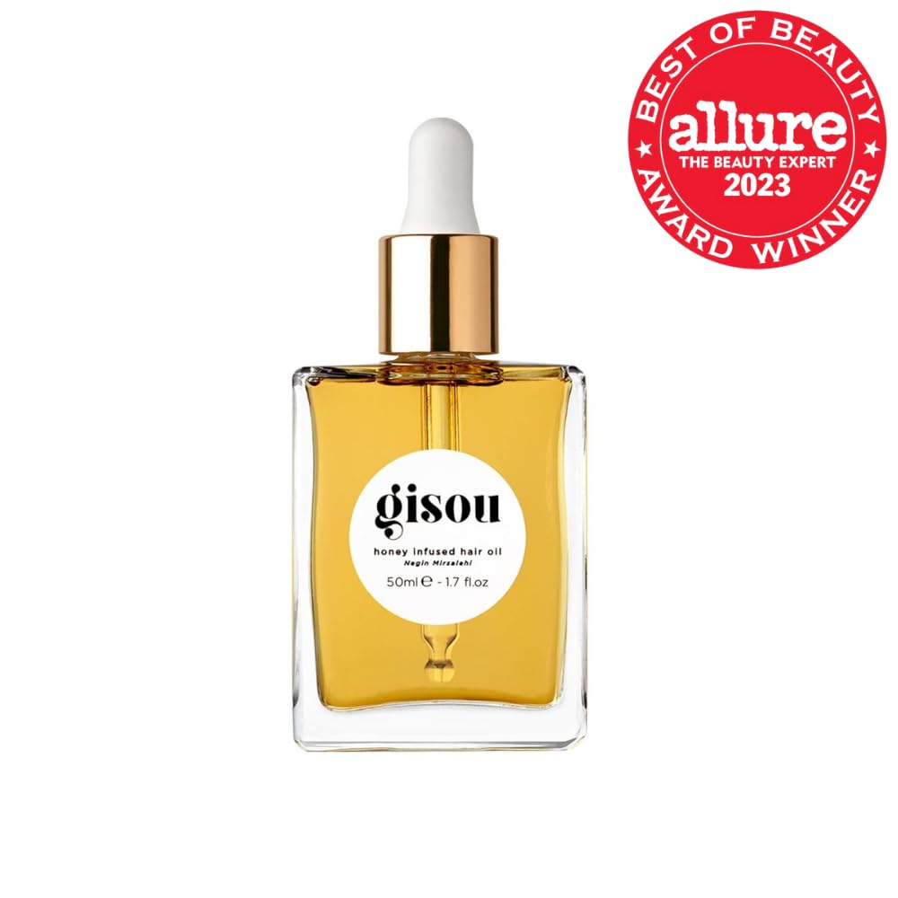 Gisou Honey Infused Hair Oil, Award-Winning Hydration, Frizz Control & Shine Treatment, Mirsalehi Honey & Botanical Oils, Heat Protection up to 450°F, All Hair Types​ (50ml)