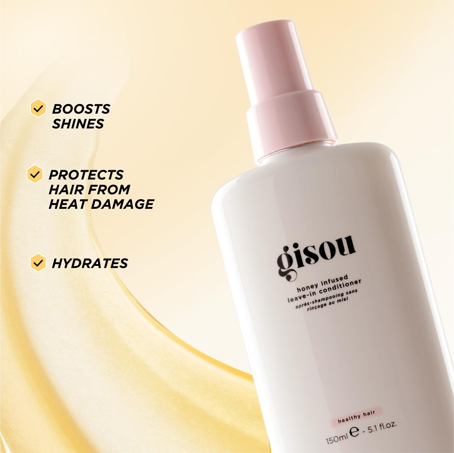 Gisou Smooth & Shine Hair Set, Enhances Softness & Gloss, With Mirsalehi Honey, Argan Oil & Baobab Extract, Heat Protection & Instant Refresh, Suitable for All Hair Types