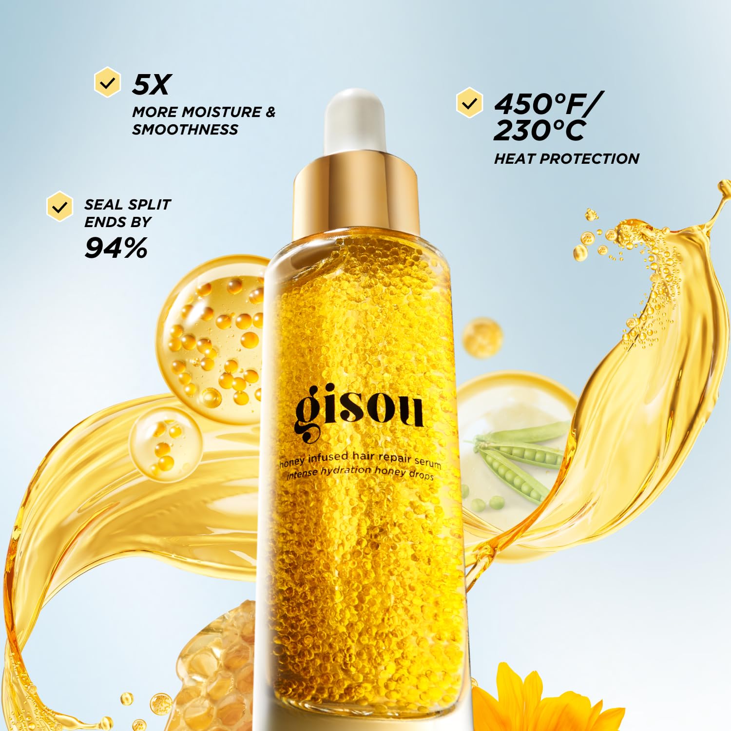 Gisou Refresh & Shine Set, Daily Hydration & Lasting Fragrance, Mirsalehi Honey & Bee Garden Oils, Shine Boost & Signature Wildflower Scent, Suitable for All Hair Types