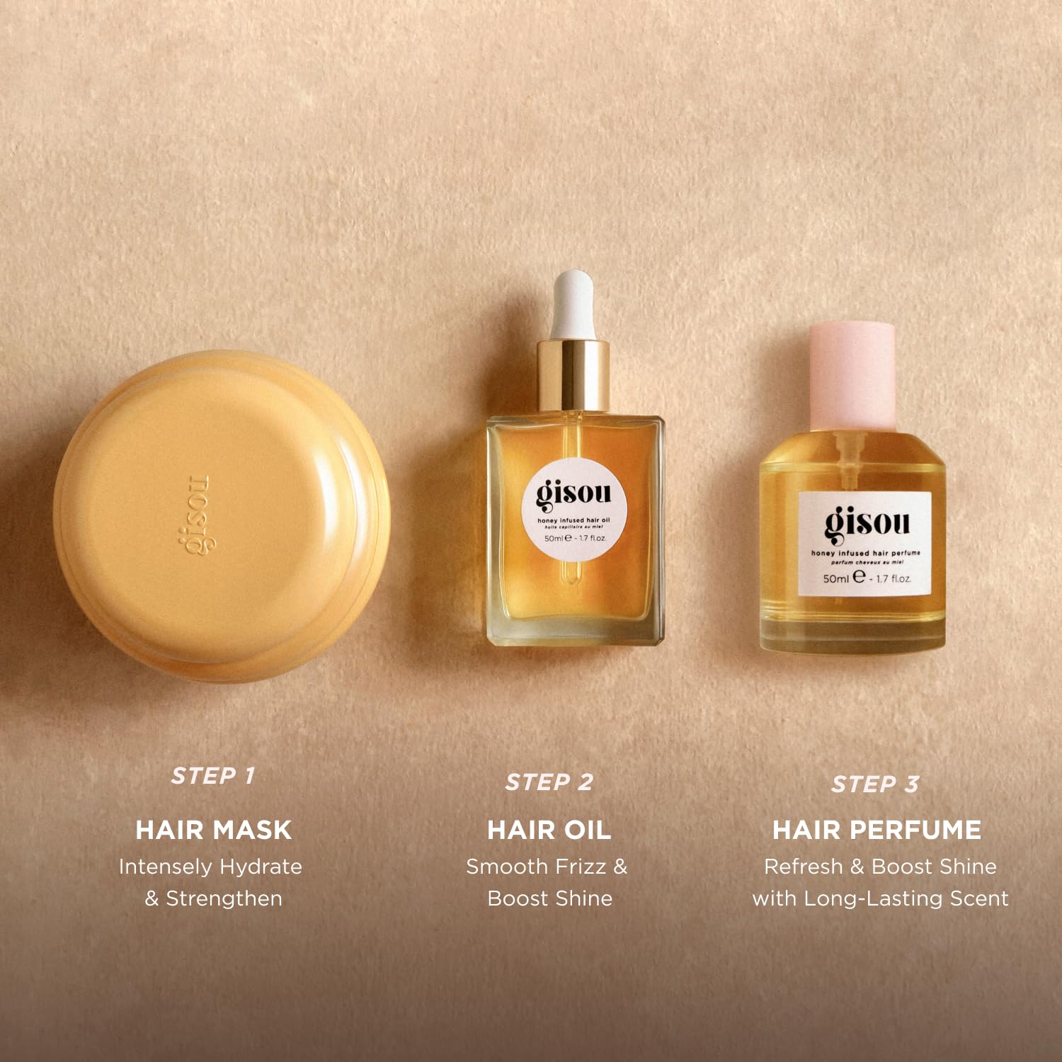 Gisou Honey Gloss Ceramide Therapy Hair Mask, Deep Hydration & Repair, Mirsalehi Honey, Ceramides & Hyaluronic Acid, 4x Stronger Hair & +85% Shine, Suitable for All Hair Types