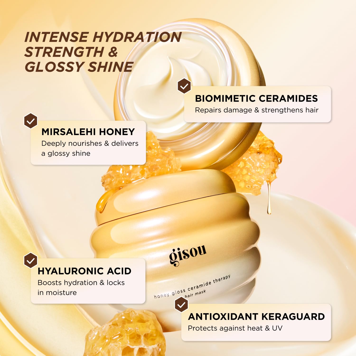 Gisou Deep Treatment Duo, Intense Hydration & Shine, With Mirsalehi Honey, Ceramides & Hyaluronic Acid, 19x Smoother Hair & 4x Stronger Strands, For Weekly Deep Conditioning