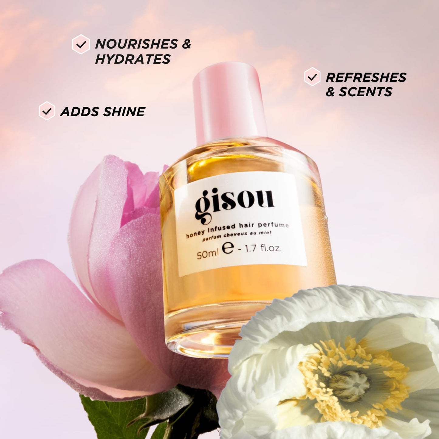 Gisou Smooth & Shine Hair Set, Enhances Softness & Gloss, With Mirsalehi Honey, Argan Oil & Baobab Extract, Heat Protection & Instant Refresh, Suitable for All Hair Types