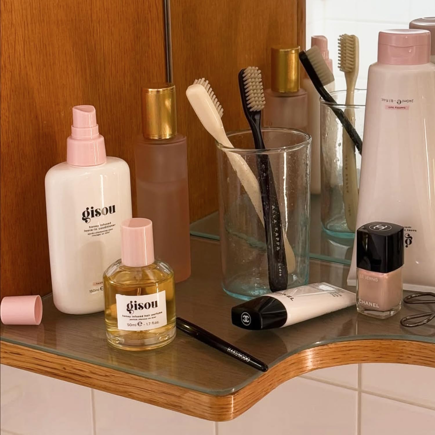 Gisou Smooth & Shine Hair Set, Enhances Softness & Gloss, With Mirsalehi Honey, Argan Oil & Baobab Extract, Heat Protection & Instant Refresh, Suitable for All Hair Types