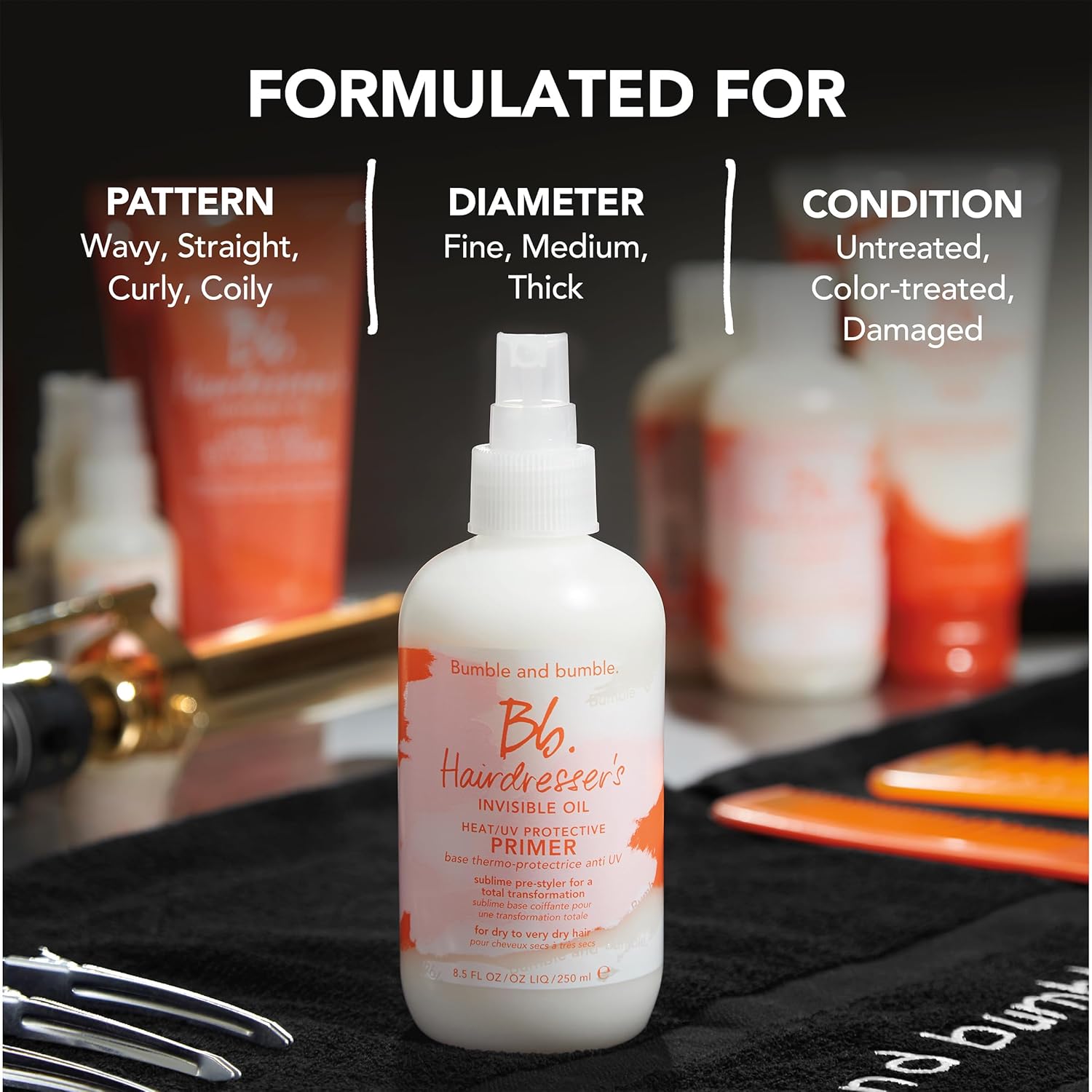Bumble and bumble. Hairdresser's Invisible Oil Heat/UV Protection Leave-In Conditioner Hair Primer | Hydrating, Anti Frizz, Color Safe | Straight, Coily | With Argan Oil + Coconut Oil